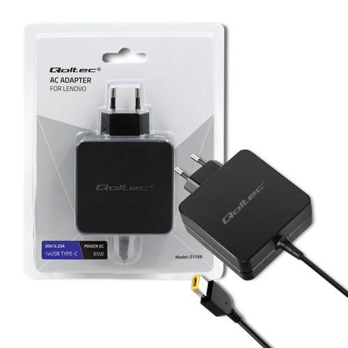 Zasilacz sieciowy Qoltec do Lenovo 65W 20V 3,25A Slim tip+pin - 807400