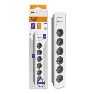 Listwa zasilająca Qoltec 8 gniazd | 1.8m | Biało - szara