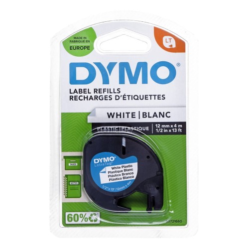 DYMO taśma 12mm/4m - plastikowa, biała - 1010187