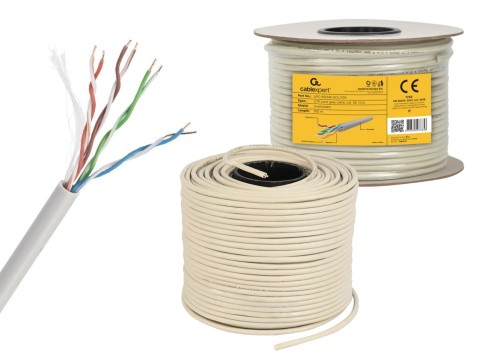 Kabel UTP GEMBIRD UPC-5004E-SOL/100 (UTP; 100m; kat. 5e; kolor szary) - 740425