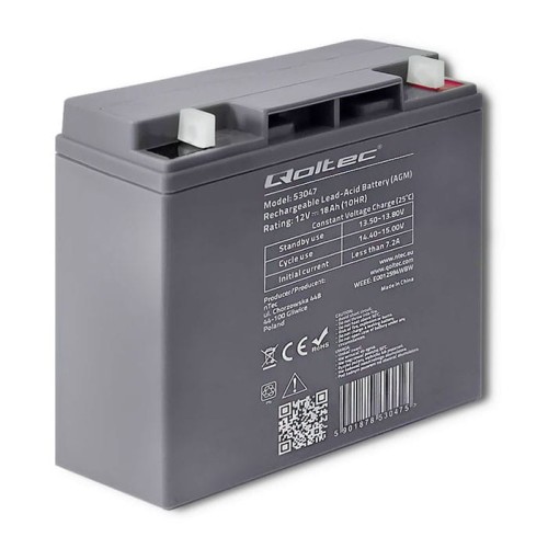 Akumulator AGM Qoltec | 12V | 18Ah | max.270A - 1135616