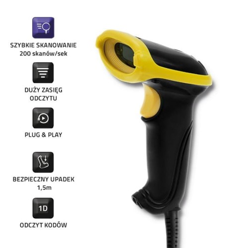 Czytnik kodów kreskowych Qoltec | 1D | USB - 804514
